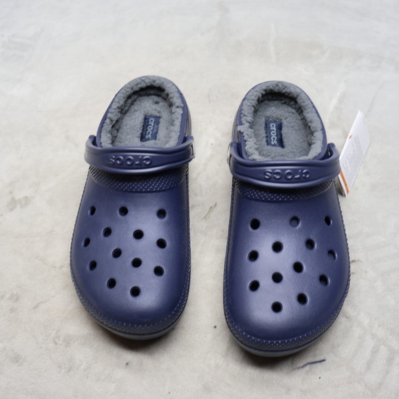Crocs Men 12 Clog Blue Classic Lined Fleece Light Comfort Slip On Indoor NEW main image 7